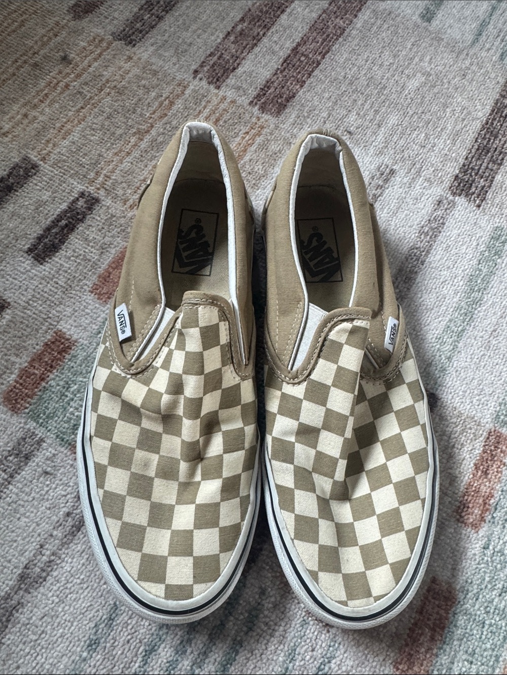 Vans Tan & White Checkerboard Slip-On Women’s 9.5
